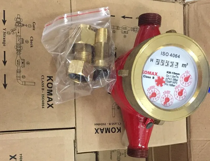 Đồng hồ nước nóng Komax lắp ren DN20