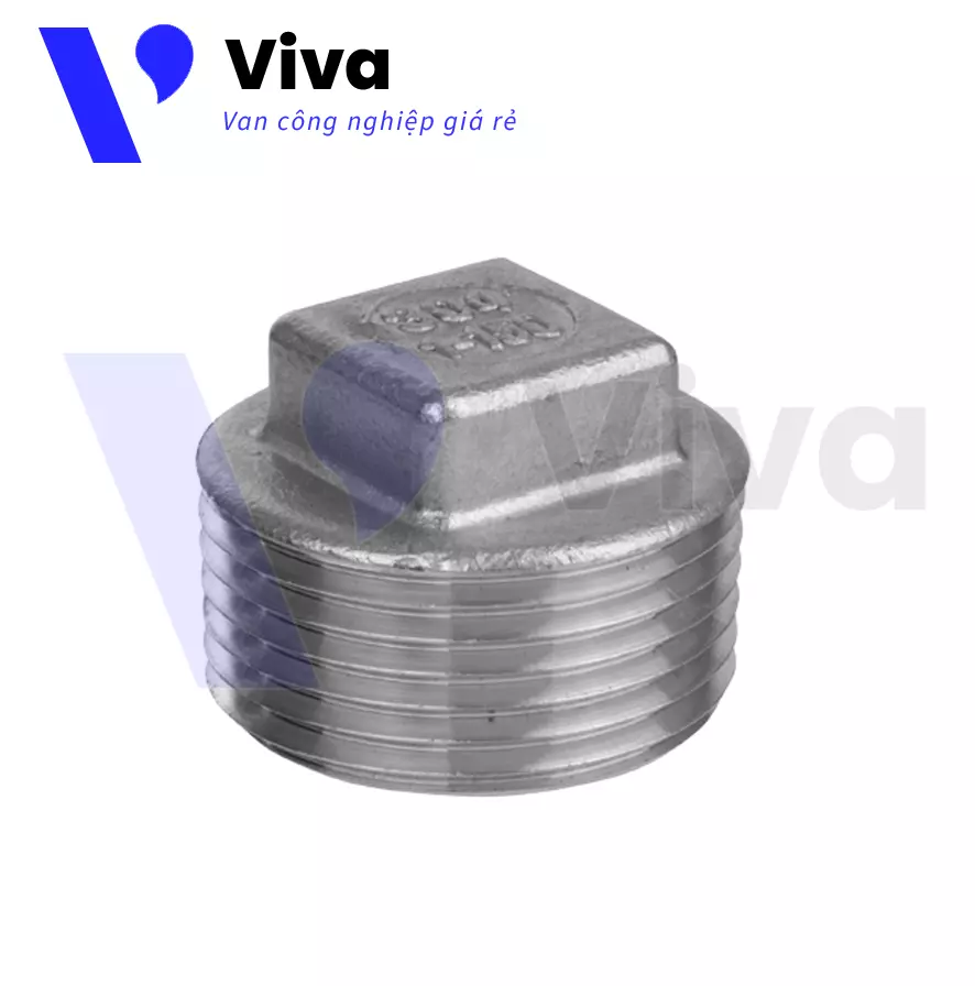 Nút bịt ren ngoài inox 304 đầu vuông