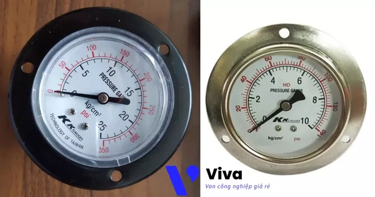 Đồng hồ đo áp suất chân sau có vành Kk gauges