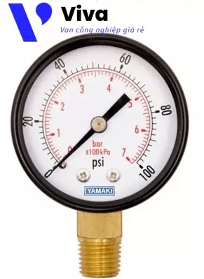 Đồng hồ đo áp suất yamaki vỏ nhôm chân đồng