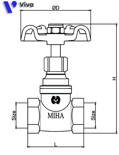Kích thước van cầu hơi đồng MIHA