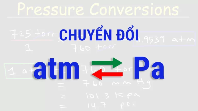 Đổi đơn vị đo áp suất từ atm sang Pa