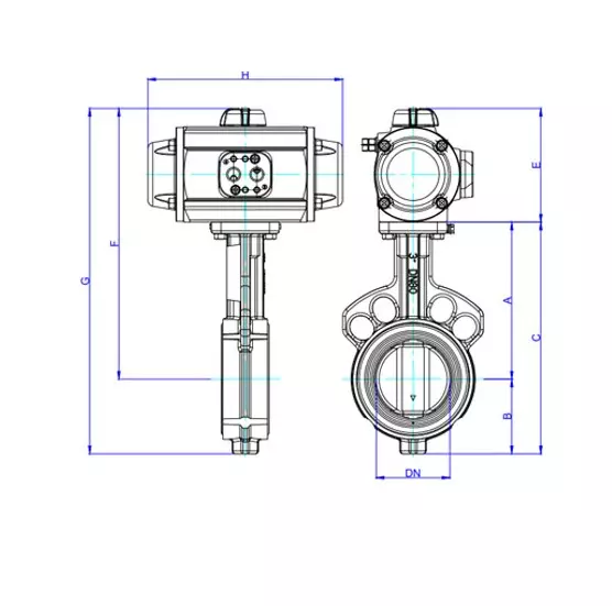 Các bộ phận cấu tạo van bướm điều khiển khí nén
