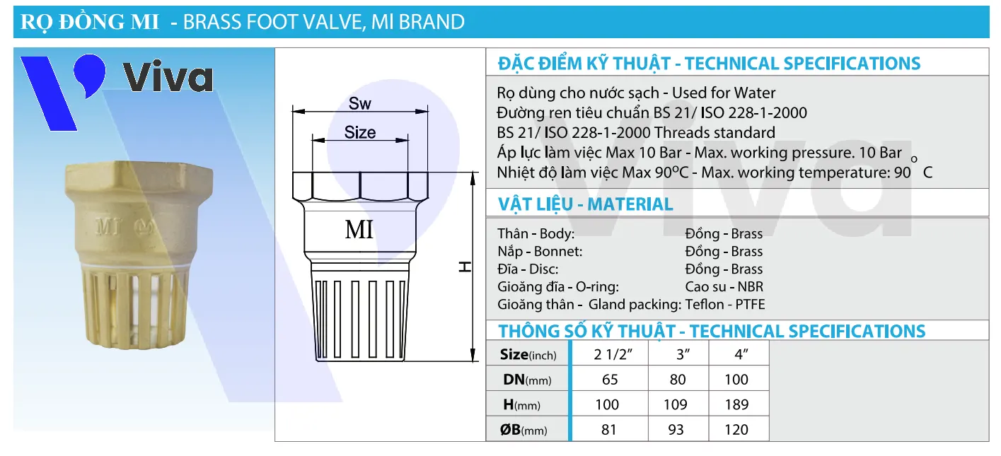 Catalog rọ bơm đồng Minh Hòa MI-FT