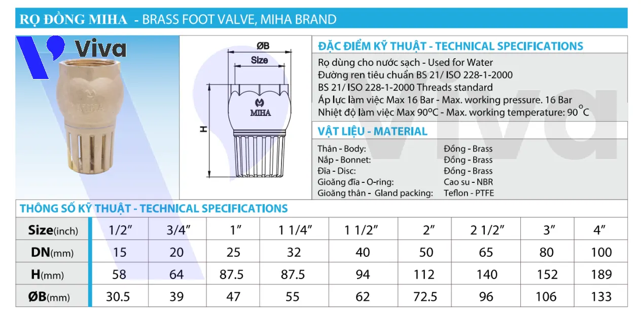 Catalog rọ bơm đồng minh hòa Miha-FT