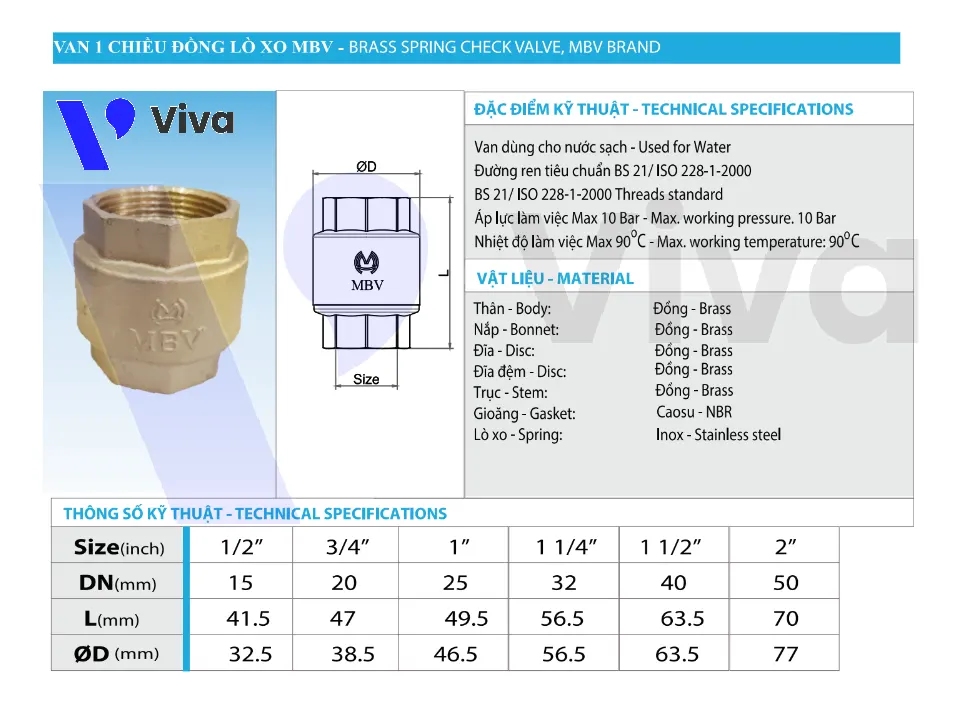 Catalog van 1 chiều lò xo Minh Hòa MBV-CST