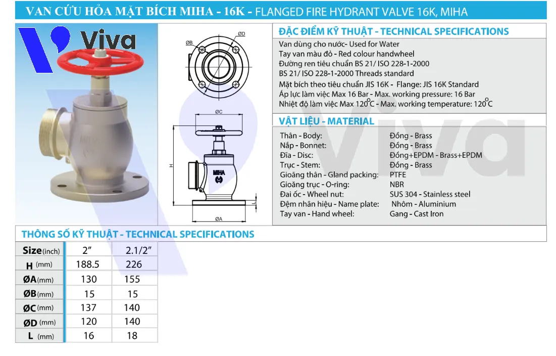 Catalog van góc cứu hỏa mặt bích MIHA