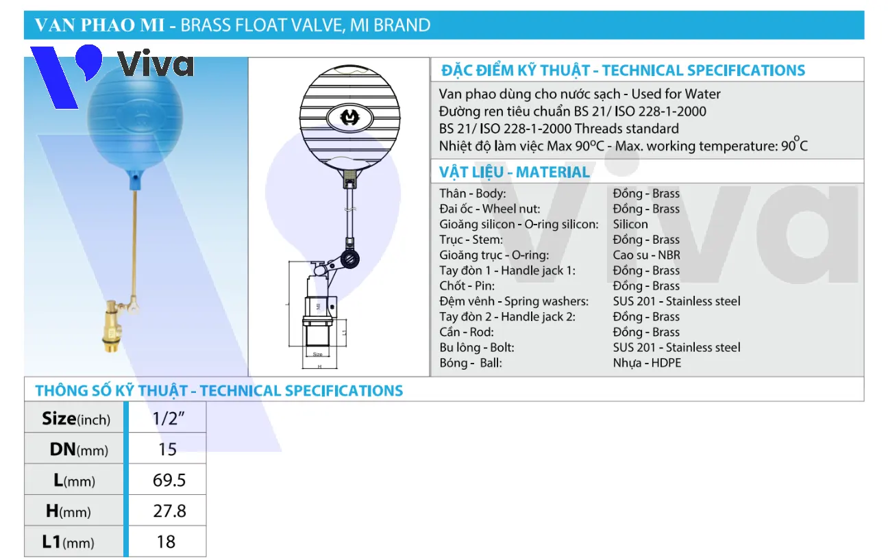 Catalog van phao đồng Minh Hòa MI-FLT