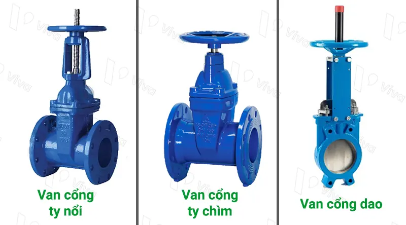 Van cổng ty nổi - ty chìm và Van cổng dao