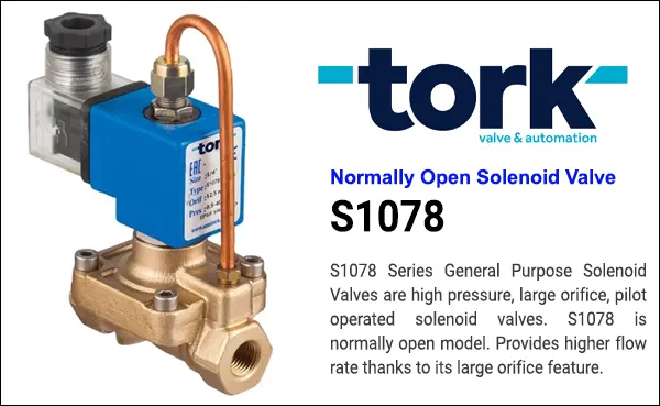 Tork S1078 Normally Open Solenoid Valve