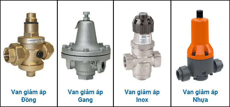 Van điều áp bằng Đồng - Gang - Inox - Nhựa