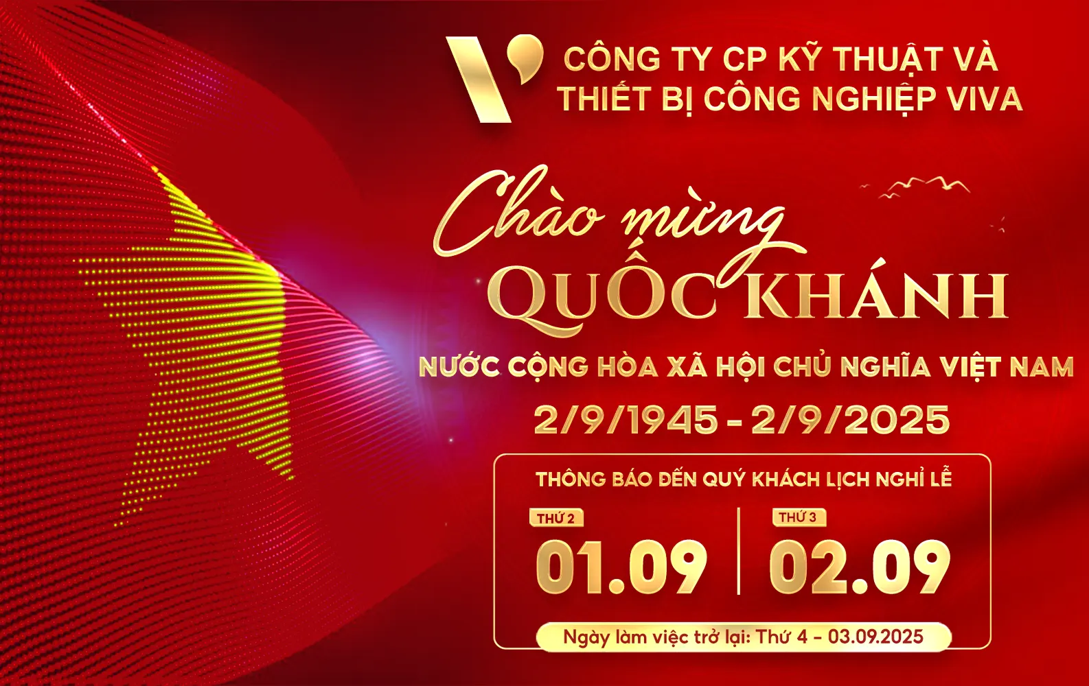 Thông báo nghỉ lễ Quốc khánh 2-9-2025