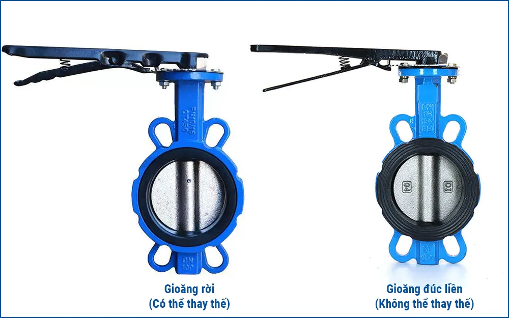 Phân biệt gioăng van bướm thay được và gioăng đúc liền