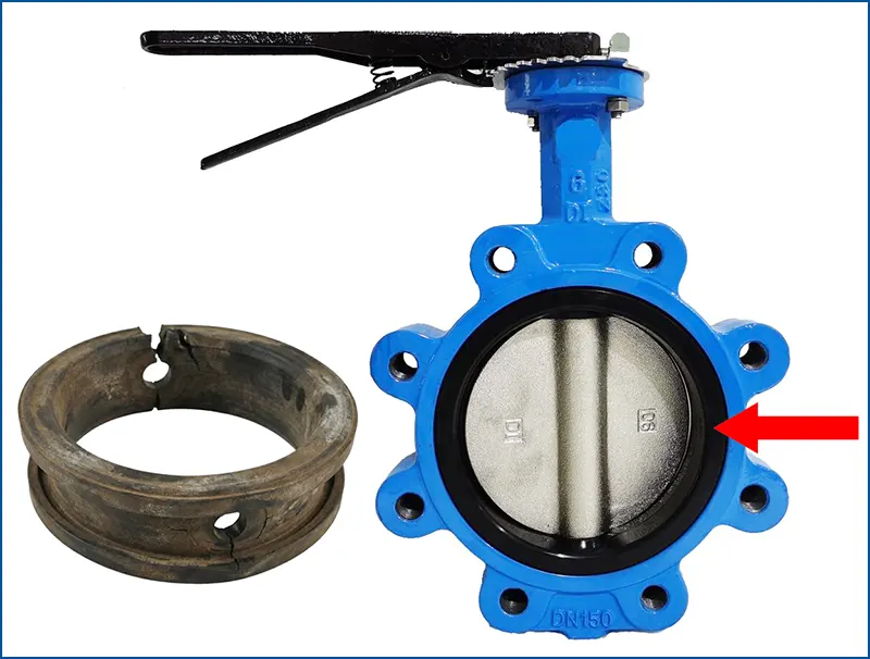 Hình ảnh van bướm hoàn thiện sau khi thay gioăng mới, nhìn sạch sẽ như mới